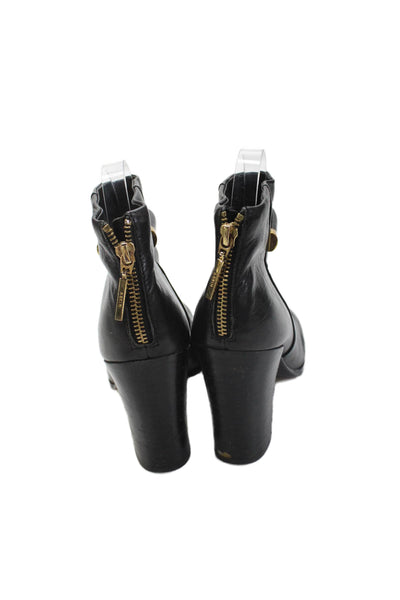 Aerin Womens Leather Zippered High Heeled Ankle Boots Black Size 8