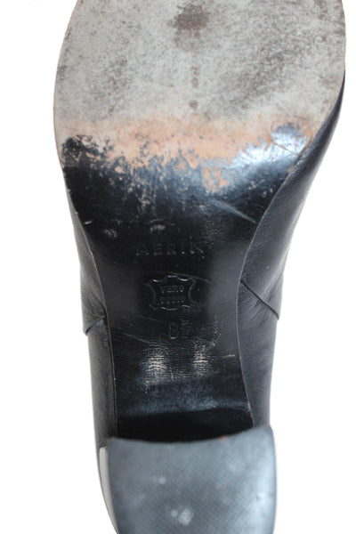 Aerin Womens Leather Zippered High Heeled Ankle Boots Black Size 8
