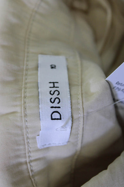 Dissh Women Basic Sleeveless Collared Button-Up Top Beige Size 10