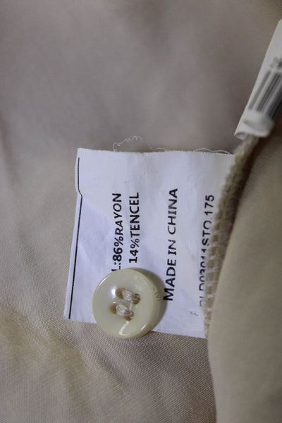 Dissh Women Basic Sleeveless Collared Button-Up Top Beige Size 10