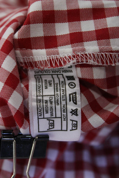 Thomas Pink Mens Checkered Print Long Sleeve Button-Down Shirt Red Size M