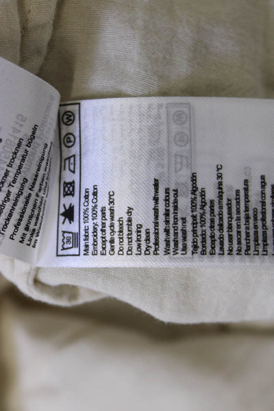 Ba&Sh Women Bohemian Collared Button-Up Cotton Blouse Beige Long Sleeve Size XS