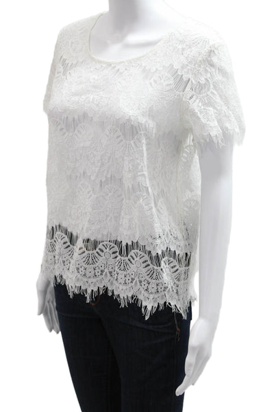 Generation Love Womens Bohemian White Short Sleeve Round Neck Blouse Size XS