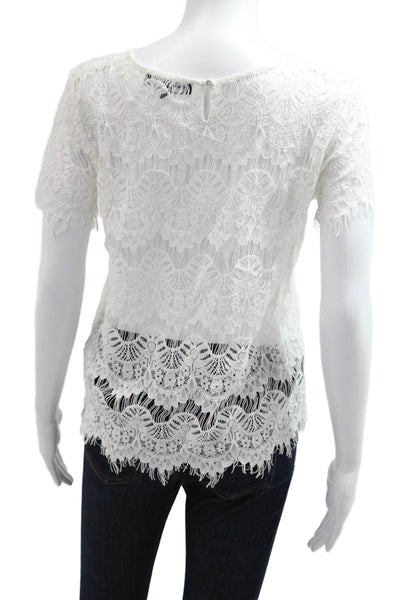 Generation Love Womens Bohemian White Short Sleeve Round Neck Blouse Size XS