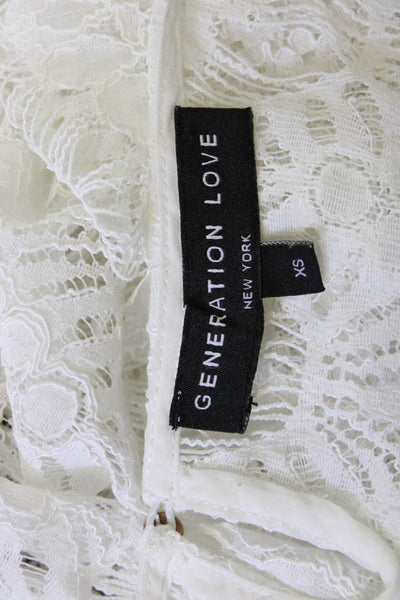 Generation Love Womens Bohemian White Short Sleeve Round Neck Blouse Size XS