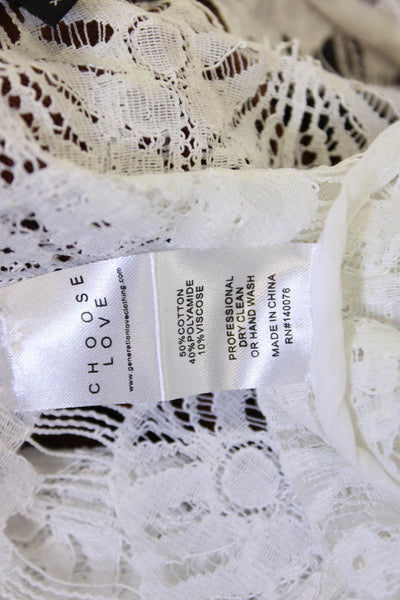 Generation Love Womens Bohemian White Short Sleeve Round Neck Blouse Size XS