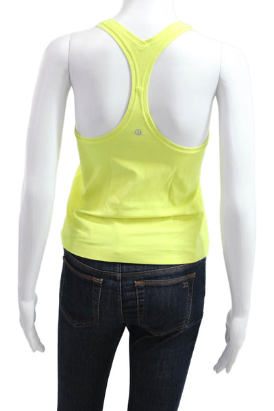 Lululemon Women Yellow Basic Sleeveless Tank Nylon Blend Round Neck Size S