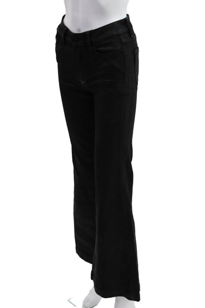 Paige Womens High Waist Black Jeans Button Fly 29in Inseam Size 25
