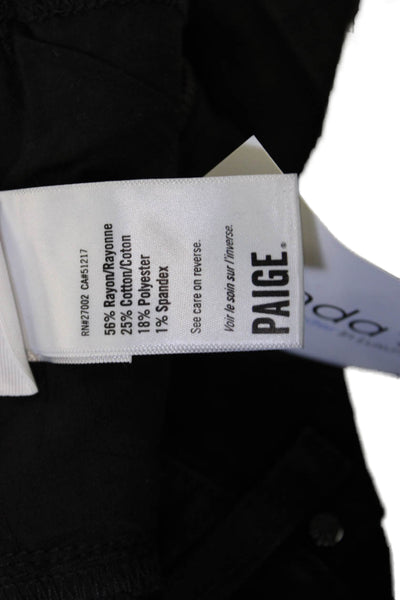Paige Womens High Waist Black Jeans Button Fly 29in Inseam Size 25