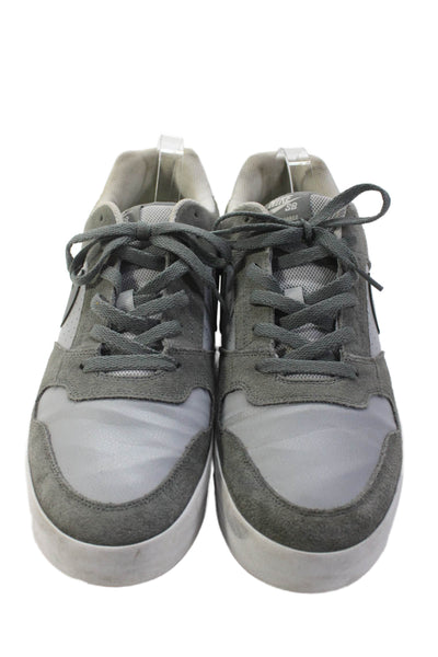 Nike Mens Leather SB Delta Force Vulc Lace-Up Casual Sneakers Gray Size 14