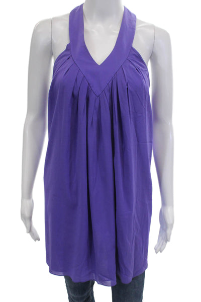 Alice + Olivia Women Purple V-Neck Sleeveless Tunic Silk Spandex Size M