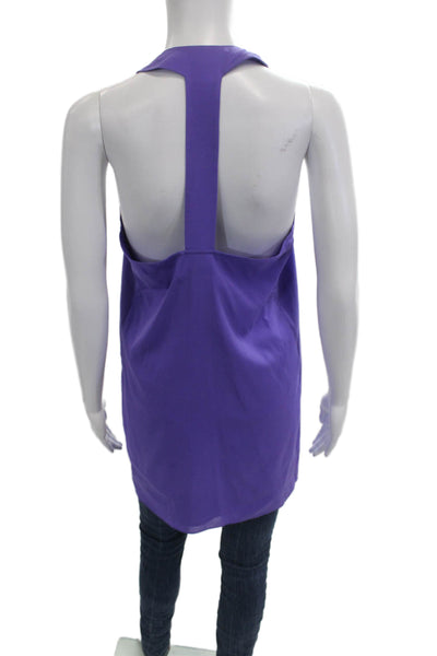Alice + Olivia Women Purple V-Neck Sleeveless Tunic Silk Spandex Size M