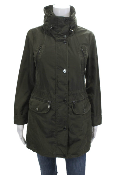 Michael Michael Kors Womens Military Anorak Jacket Green High Neck Size XS