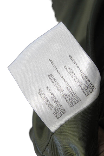 Michael Michael Kors Womens Military Anorak Jacket Green High Neck Size XS