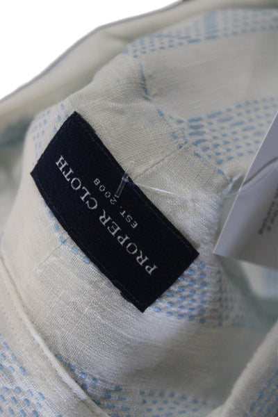 Proper Cloth Mens Stripe Print Long Sleeve Collar Button-Down Shirt White Size L