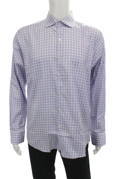 Proper Cloth Cotton Checkered Long Sleeve Button-Down Shirt Blue Size L