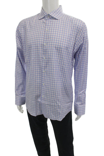 Proper Cloth Cotton Checkered Long Sleeve Button-Down Shirt Blue Size L