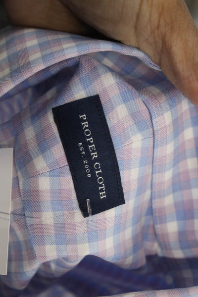 Proper Cloth Cotton Checkered Long Sleeve Button-Down Shirt Blue Size L