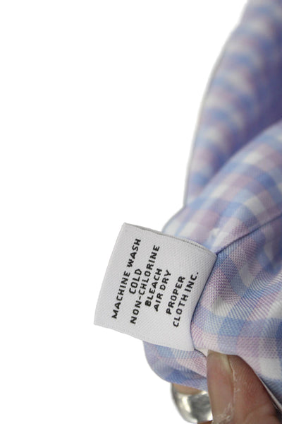 Proper Cloth Cotton Checkered Long Sleeve Button-Down Shirt Blue Size L
