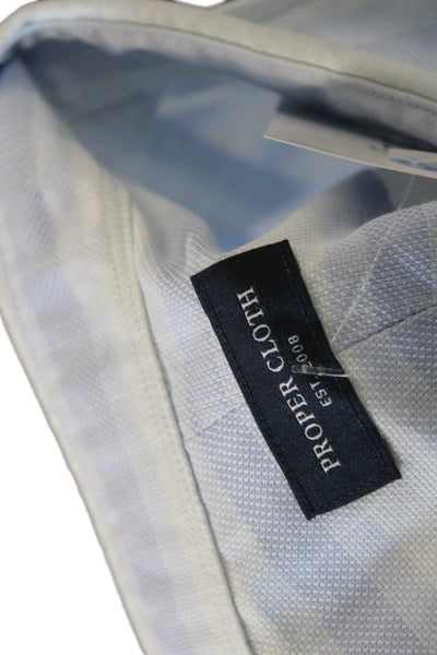 Proper Cloth Mens Cotton Stripe Print Short Sleeve Button-Down Shirt Blue Size L