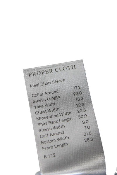 Proper Cloth Mens Cotton Stripe Print Short Sleeve Button-Down Shirt Blue Size L