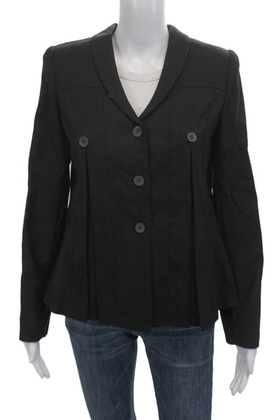 Twenty 8 Twelve Womens Black Wool Blend Blazer Button Long Sleeve Size 4