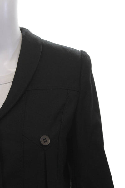 Twenty 8 Twelve Womens Black Wool Blend Blazer Button Long Sleeve Size 4