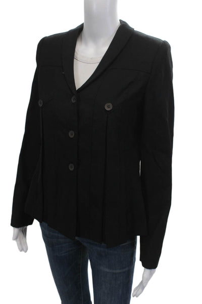 Twenty 8 Twelve Womens Black Wool Blend Blazer Button Long Sleeve Size 4