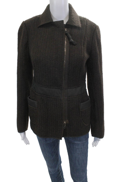 Cesare Fabbri Women Collared Brown Khadi Cotton Jacket Size 42