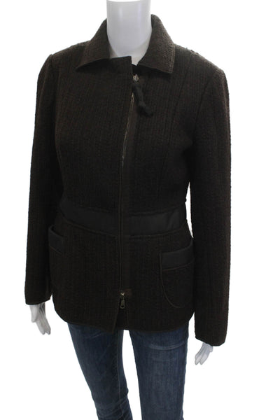 Cesare Fabbri Women Collared Brown Khadi Cotton Jacket Size 42