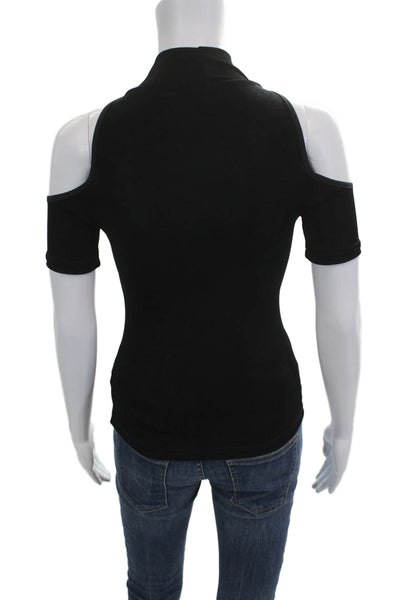 Bisou Bisou Women Black Mock Neck Sleeveless T-Shirt 98% Acetate Size M