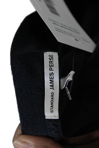 Standard James Perse Women Basic Black V-Neck Cotton Short Sleeve T-Shirt Size 3