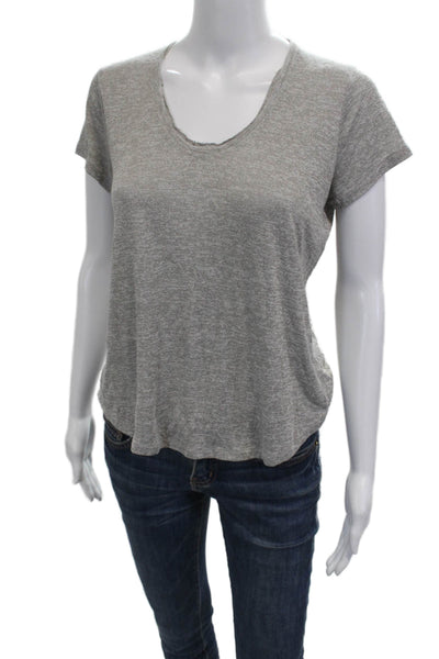 Vince Women Basic Gray V-Neck Short Sleeve T-Shirt Rayon Polyester Size S