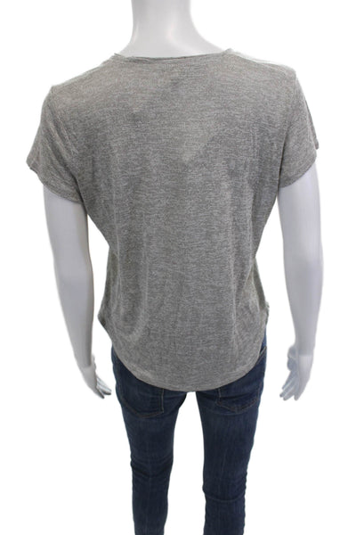 Vince Women Basic Gray V-Neck Short Sleeve T-Shirt Rayon Polyester Size S