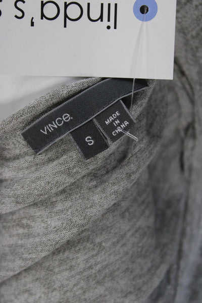Vince Women Basic Gray V-Neck Short Sleeve T-Shirt Rayon Polyester Size S