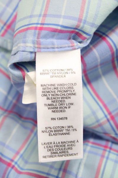 Vineyard Vines Mens Button Front Collared Plaid Shirt Green Blue Red Size Large
