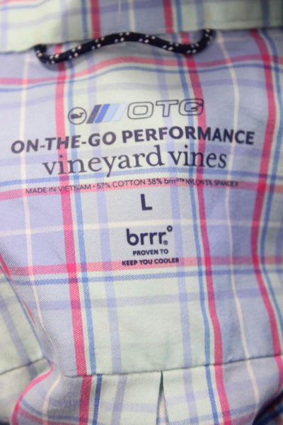Vineyard Vines Mens Button Front Collared Plaid Shirt Green Blue Red Size Large