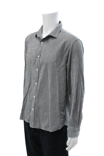 Vineyard Vines Mens Button Front Collared Plaid Shirt Gray White Size Large
