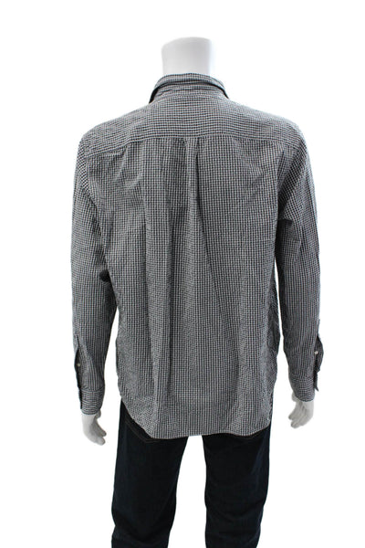 Vineyard Vines Mens Button Front Collared Plaid Shirt Gray White Size Large