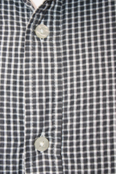Vineyard Vines Mens Button Front Collared Plaid Shirt Gray White Size Large