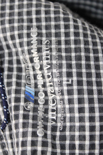 Vineyard Vines Mens Button Front Collared Plaid Shirt Gray White Size Large