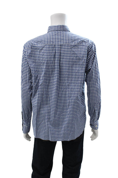 Vineyard Vines Mens Button Front Collared Gingham Shirt Blue White Size Large