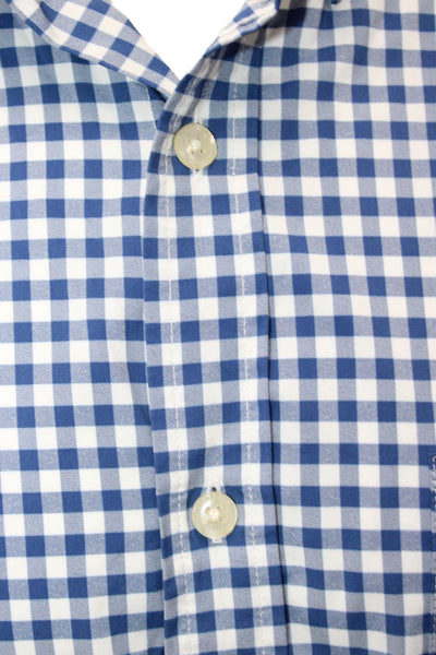 Vineyard Vines Mens Button Front Collared Gingham Shirt Blue White Size Large
