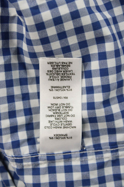 Vineyard Vines Mens Button Front Collared Gingham Shirt Blue White Size Large