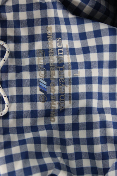 Vineyard Vines Mens Button Front Collared Gingham Shirt Blue White Size Large