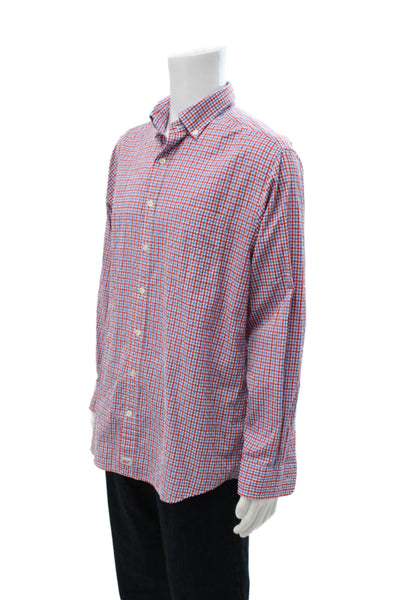 Vineyard Vines Mens Button Up Gingham Slim Fit Murray Shirt Red White Blue Large
