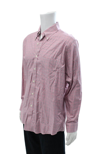 Brooks Brothers Mens Button-Down Dress Shirt Pink Check Cotton Size 16.5
