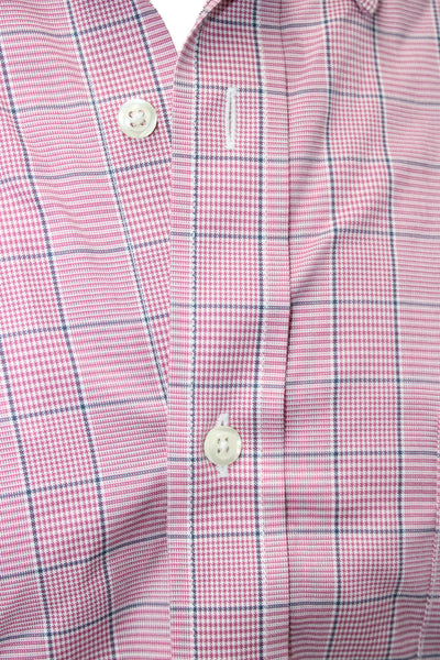 Brooks Brothers Mens Button-Down Dress Shirt Pink Check Cotton Size 16.5