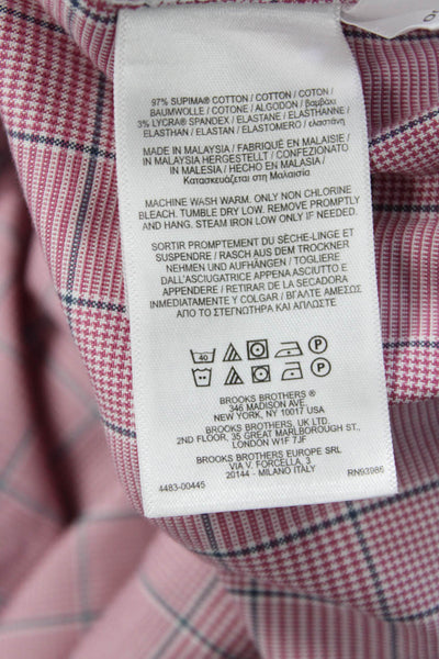 Brooks Brothers Mens Button-Down Dress Shirt Pink Check Cotton Size 16.5