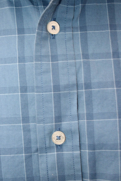 Southern Tide Mens Button Front Long Sleeve Collared Plaid Shirt Blue Size Large